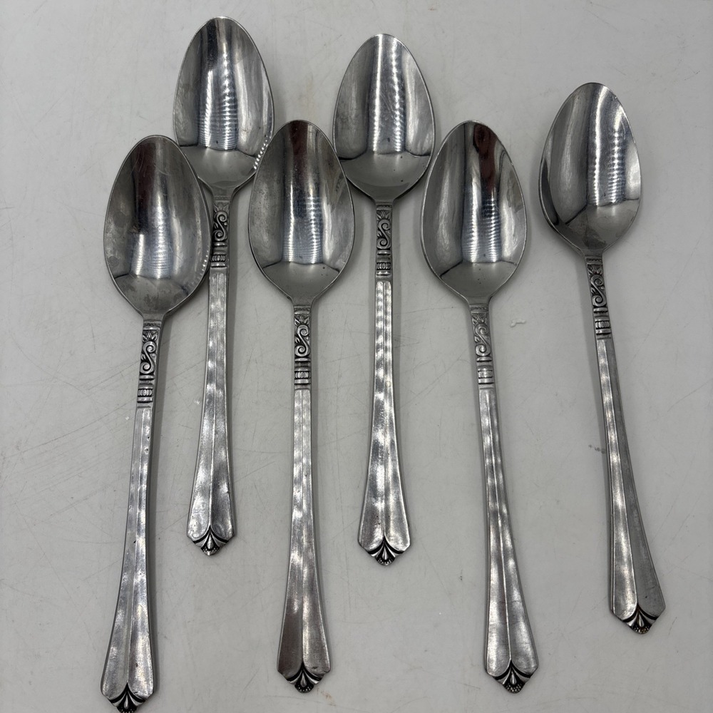 Lot of 6 Teaspoons Spoons Orleans Silver ORL31 Stainless